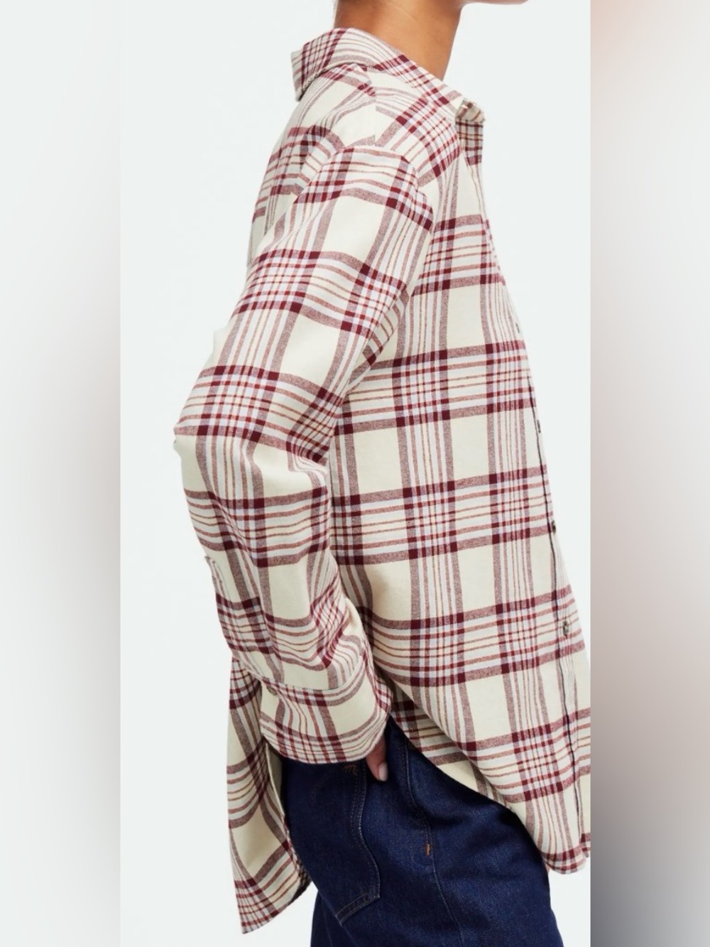Women’s Madewell Organic Cotton Flannel Button-Down Shirt
Maroon and Cream
Large